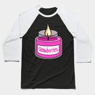 Cute Pink Strawberry Candle Baseball T-Shirt
